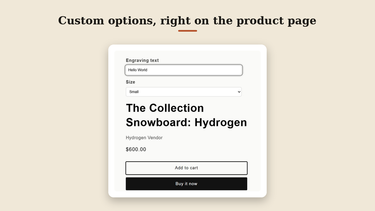 the product page — leads with what shoppers see