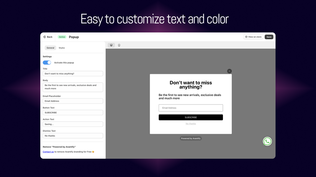 popup-easy-to-customize-text-and-color