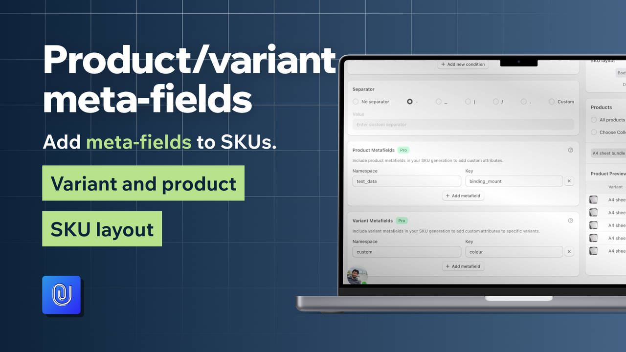 Tilføj flere produktfelter til SKU’en