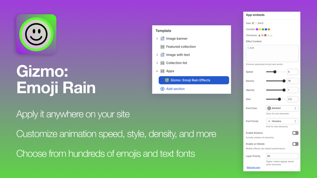emoji rain features