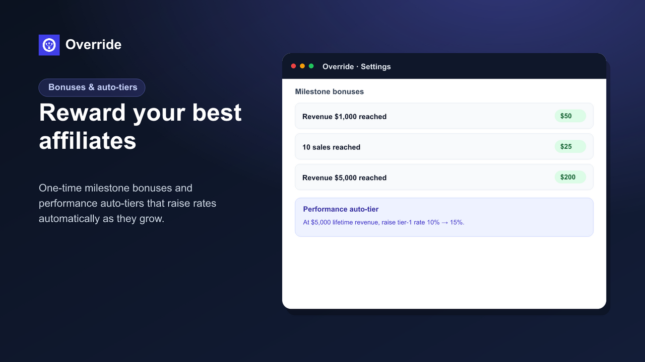Override: Multi-Tier Affiliate System - Bonuses