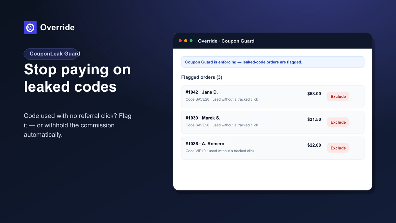 Override: Multi-Tier Affiliate System - Coupon Guard