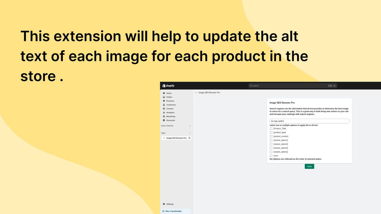 App interface to update alt text for each product image in store