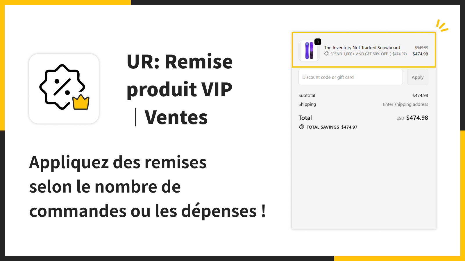 Appliquez des remises selon le nombre de commandes ou les dépens