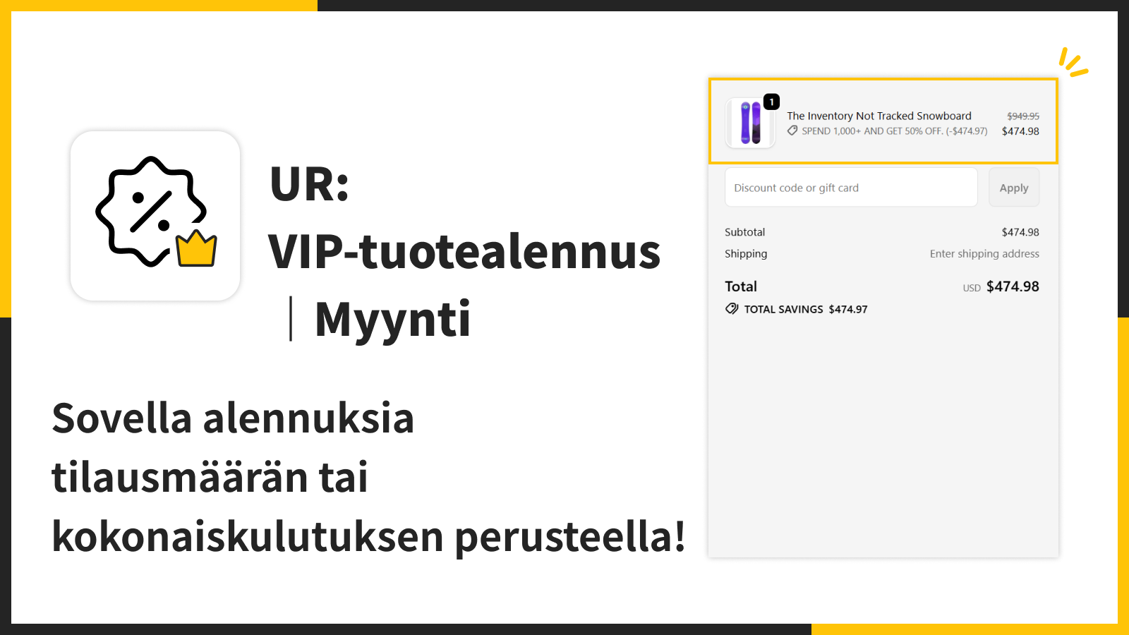 Sovella alennuksia tilausmäärän tai kokonaiskulutuksen perusteel