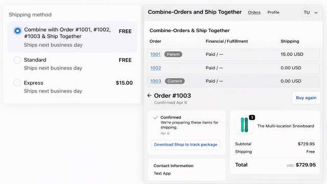 Checkout and customers orders pages