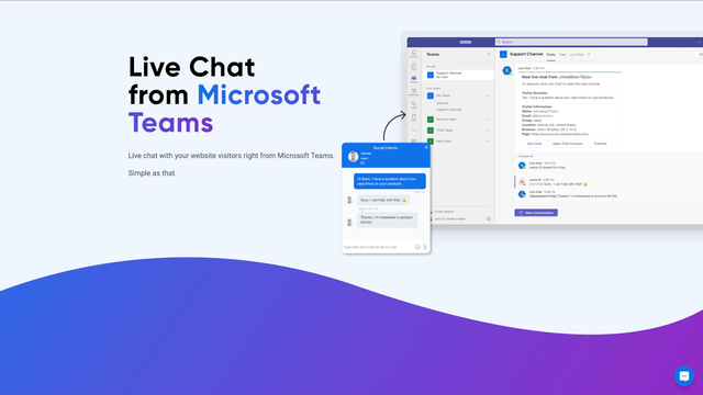 Live Chat  with visitors from Microsoft Teams