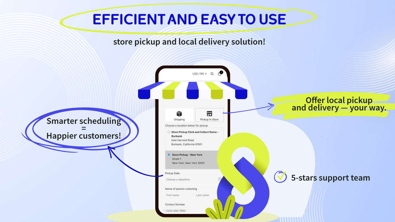 Efficient and easy to use store  pickup and local delivery!