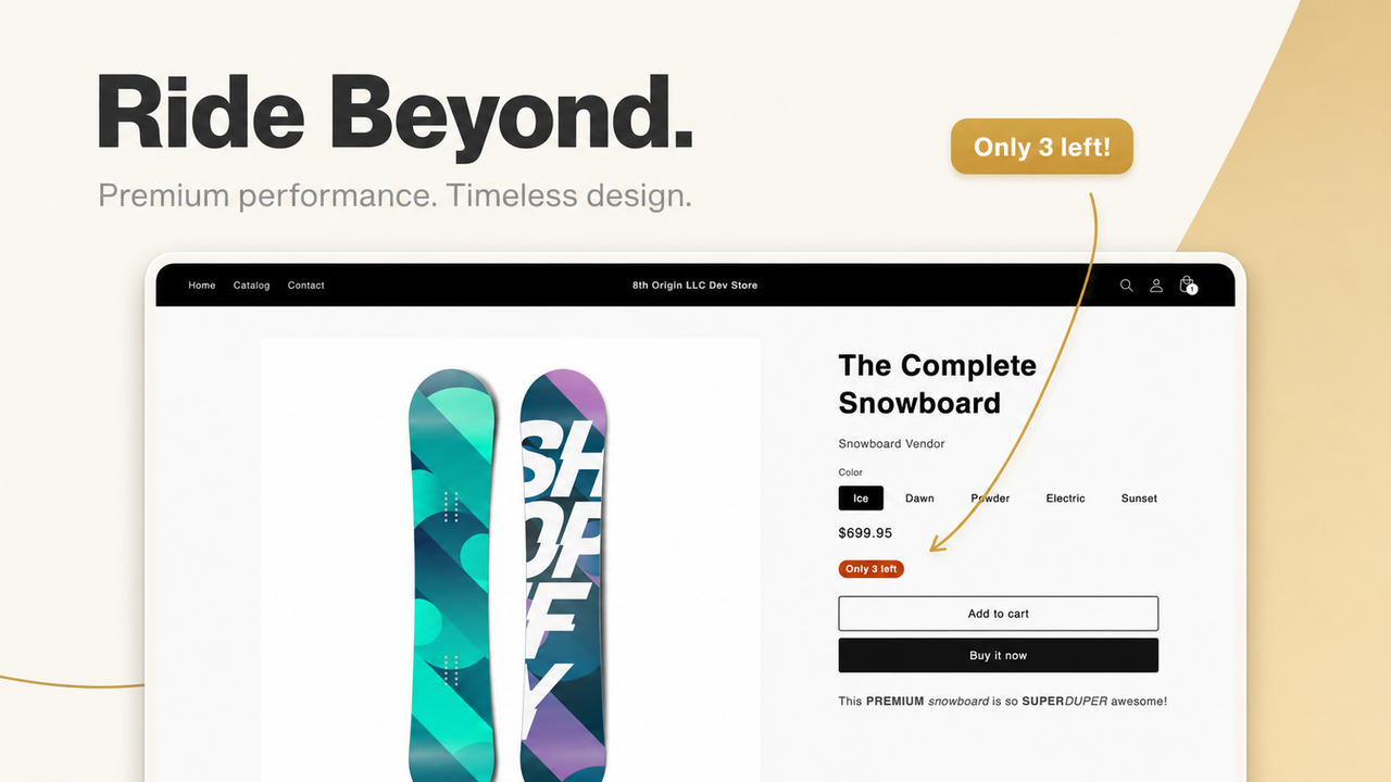 OnlyLeft live badge preview at real stock levels only
