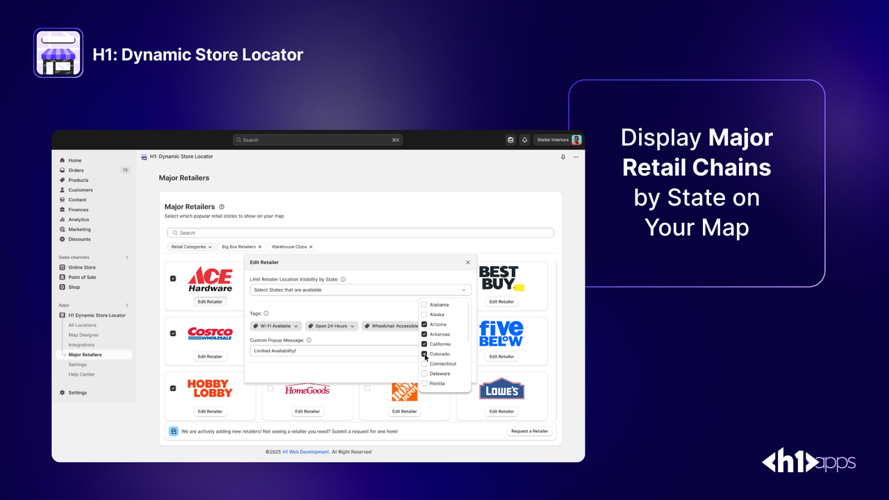 Display major national retail chains on your map