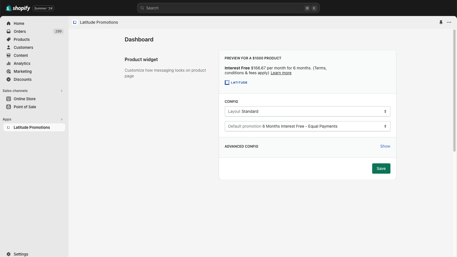 Customise Latitude widget on Shopify admin