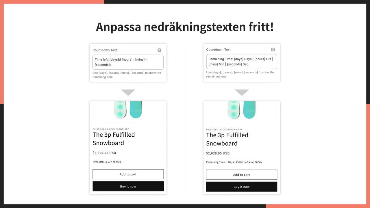 Anpassa nedräkningstexten fritt!