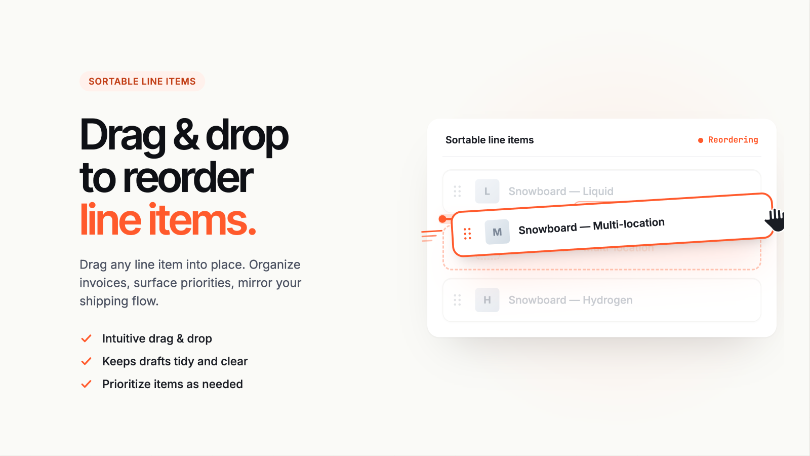 Change order of products in Shopify Draft Order