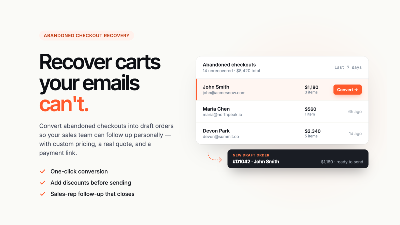 Convert abandoned checkouts to draft orers