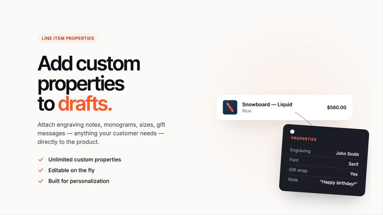 Add Shopify Line Item Properties to Draft Order