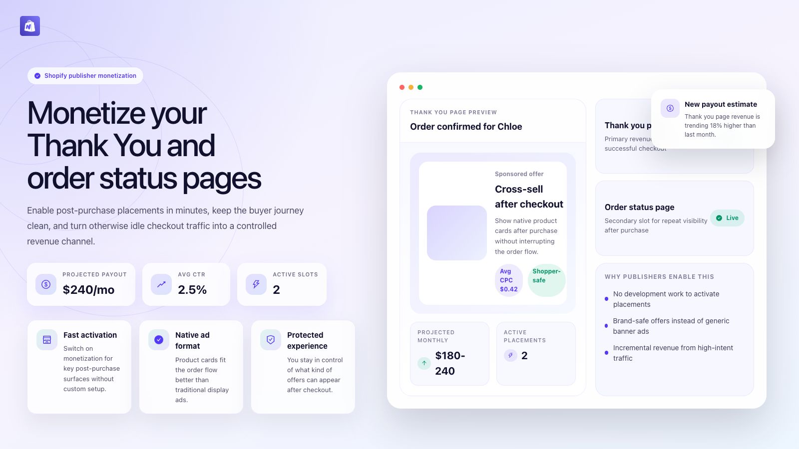 Enable monetization on Thank You and Order Status pages