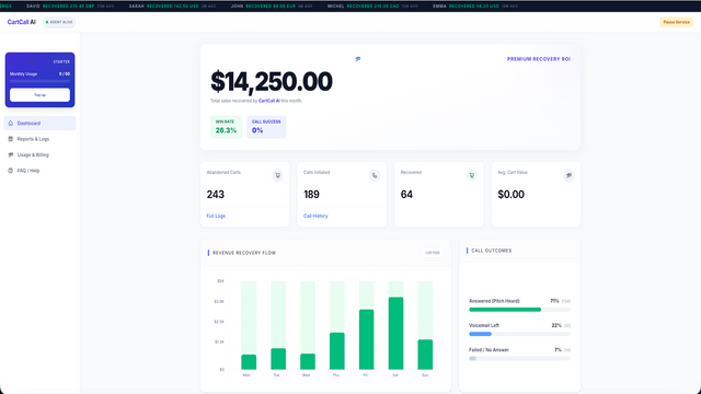 Real-time ROI: Track your recovered revenue live.