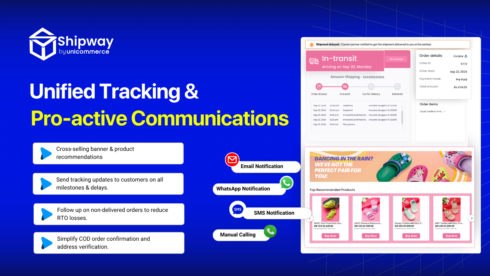 Branded Tracking Page & Communications on SMS, WhatsApp & Email
