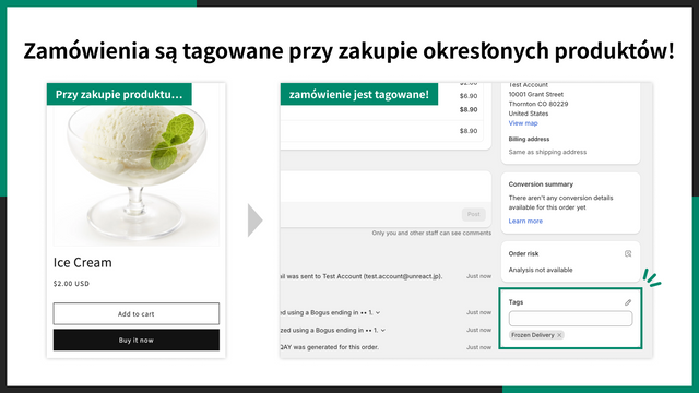 Zamówienia są tagowane przy zakupie określonych produktów!