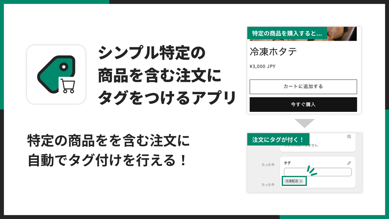 シンプル特定の商品を含む注文にタグをつけるアプリ｜特定の商品をを含む注文に自動でタグ付けを行える！