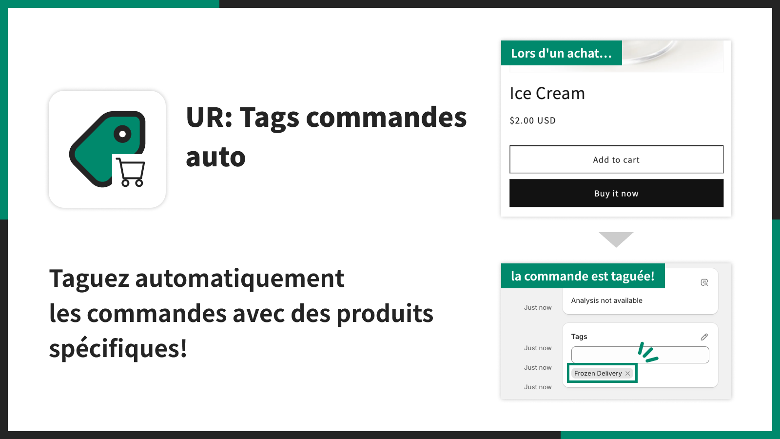 Taguez automatiquement les commandes avec des produits spécifiqu