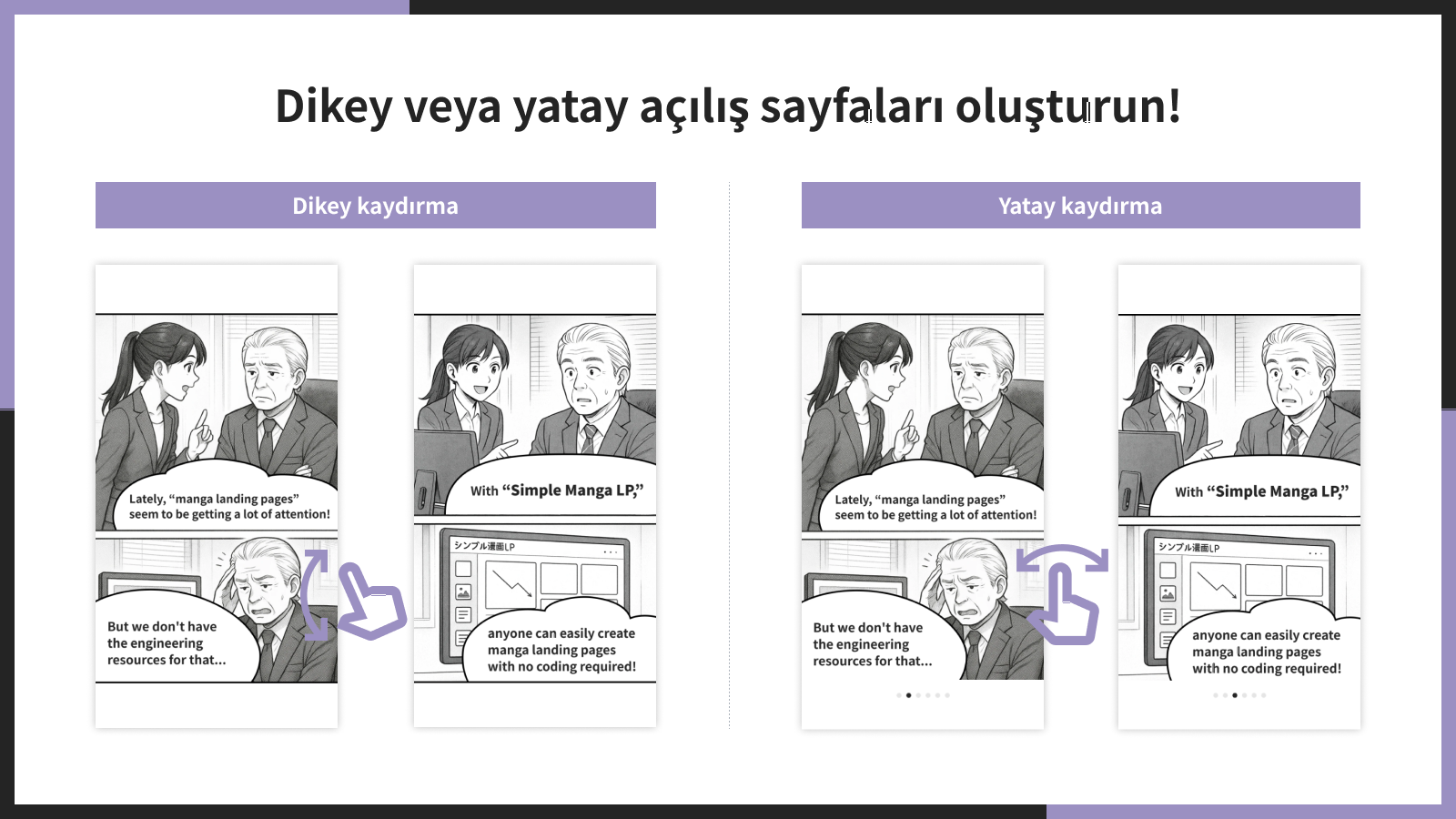 Dikey veya yatay açılış sayfaları oluşturun!