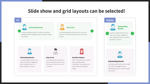 Slide show and grid layouts can be selected!