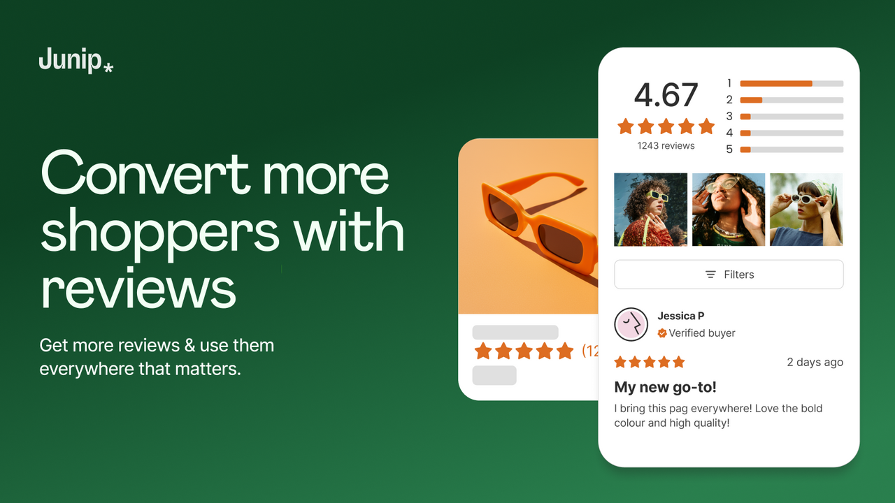 Review widgets & product reviews app on Junip, convert with AI