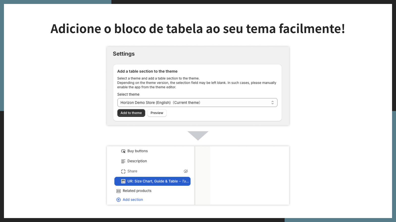 Adicione o bloco de tabela ao seu tema facilmente!