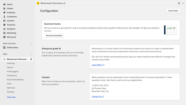 Bloomreach Discovery v2 Dashboard