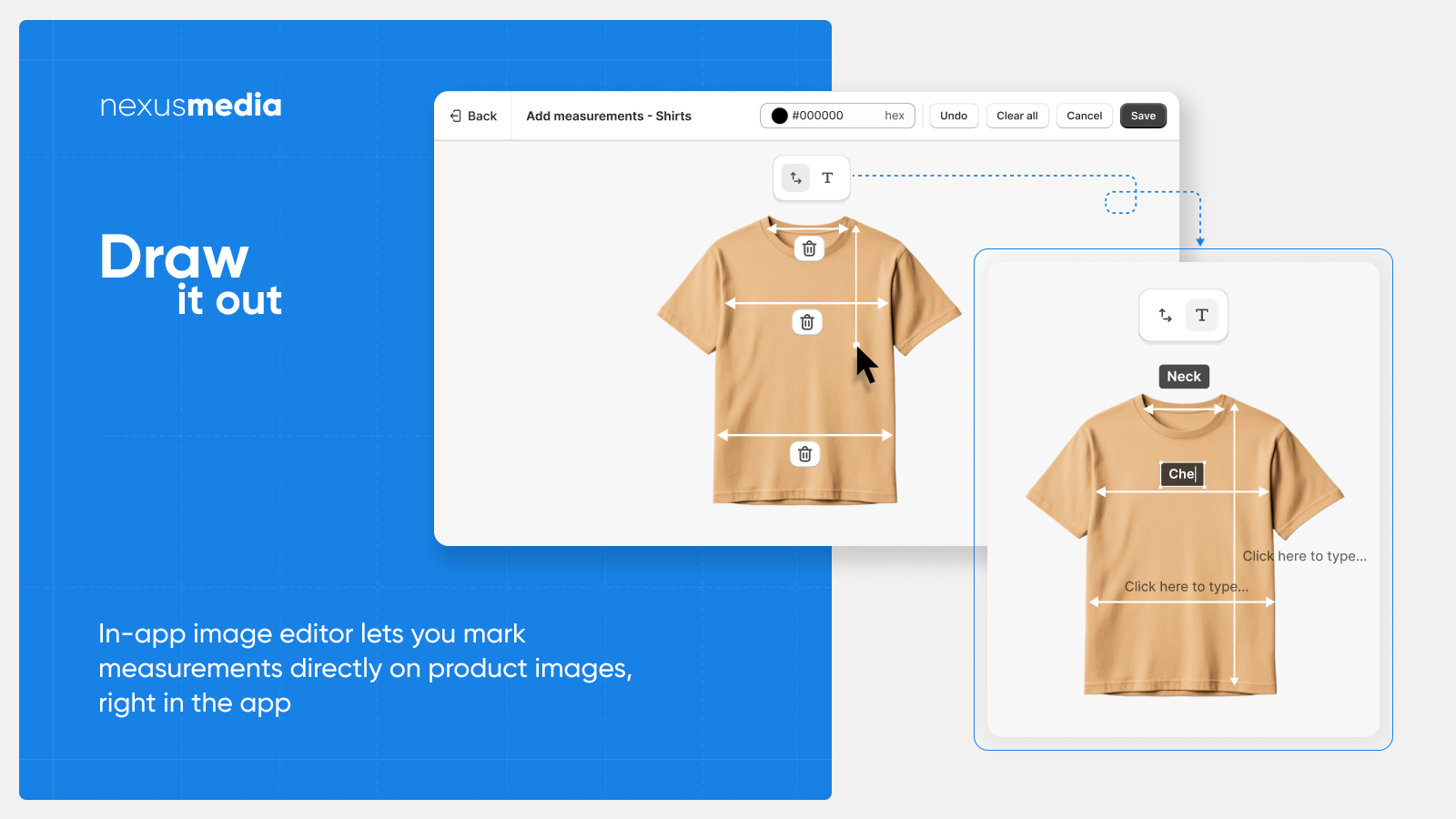 Convenient size chart editor - customize the size chart look
