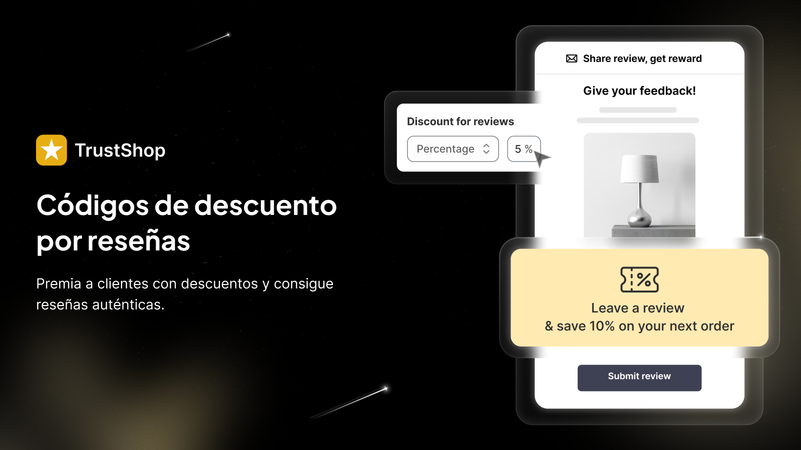 Códigos de descuento por reseñas