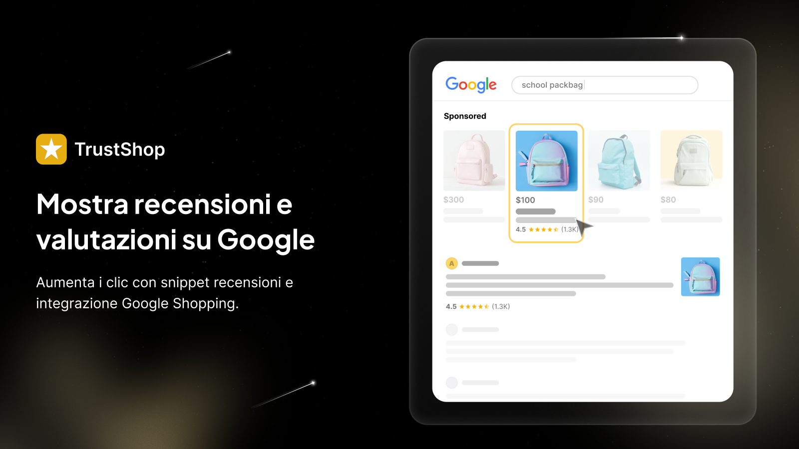Mostra recensioni e valutazioni su Google