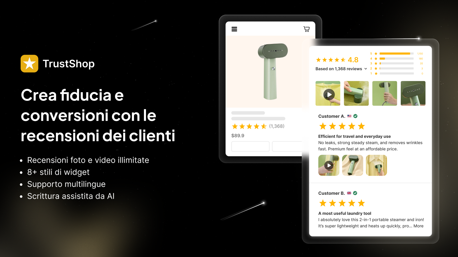 Crea fiducia e conversioni con le recensioni dei clienti