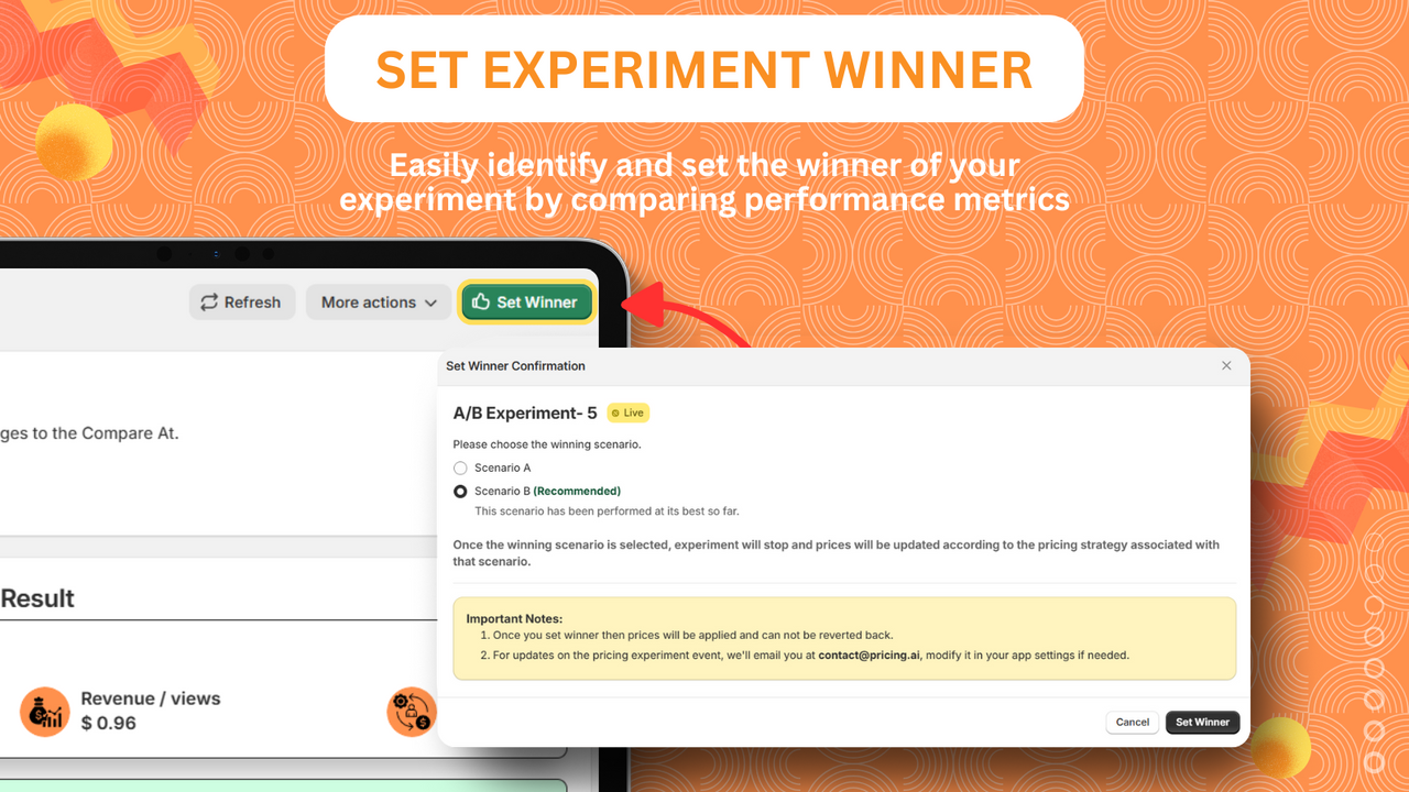 Pricing.AI - set winner of A/B Experiment