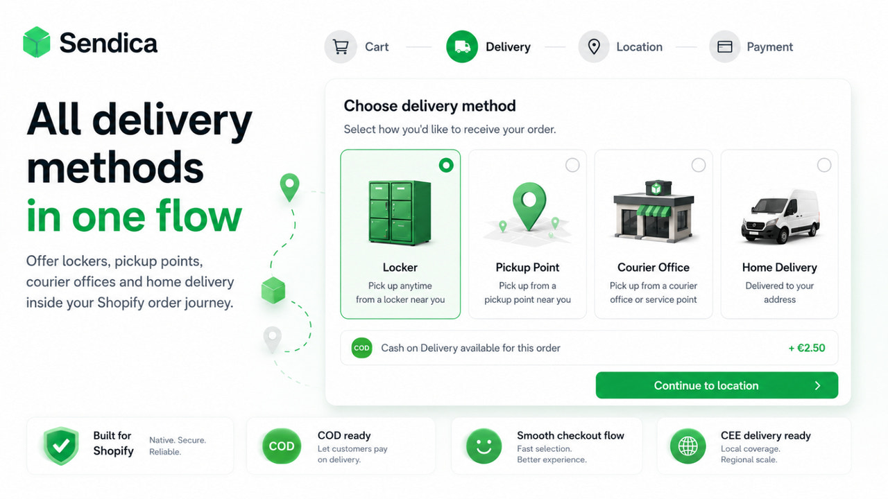 sendica shipping popup
