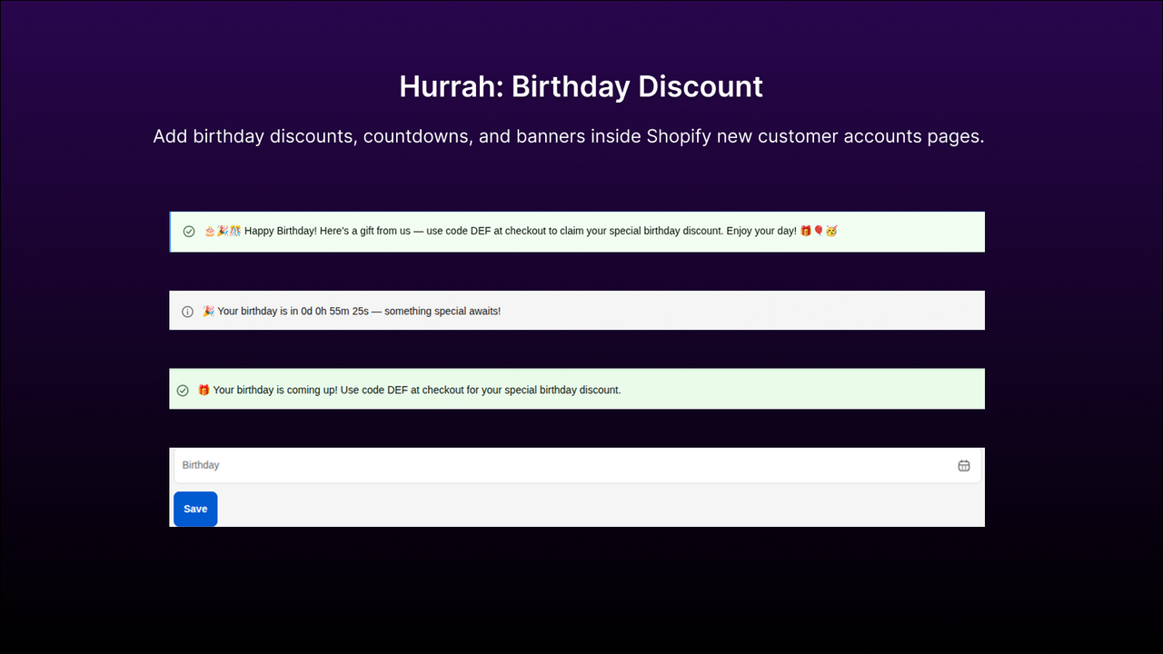 Hurrah: Birthday Discount