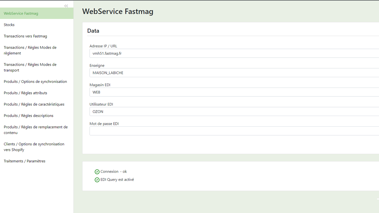 Connexion au WebService Fastmag