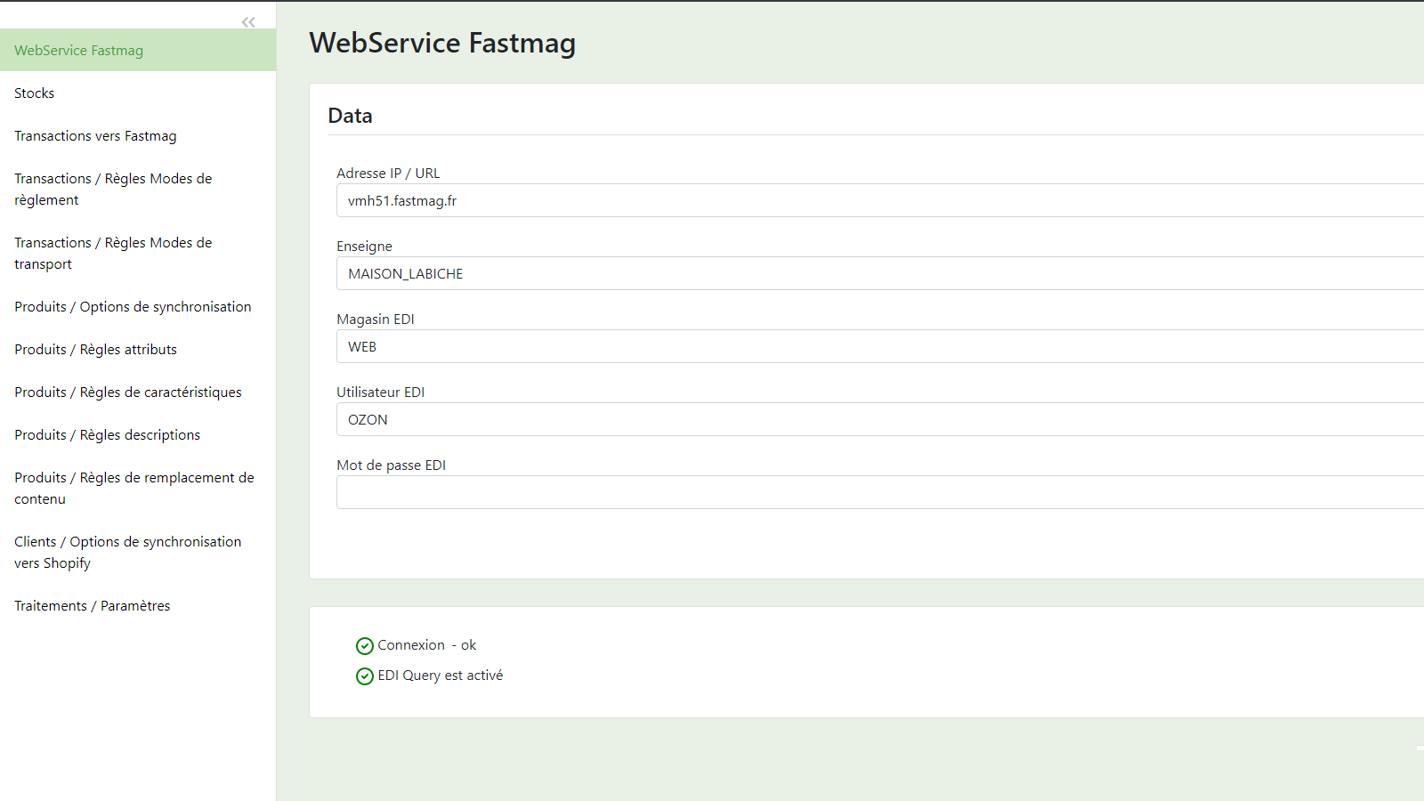 Connect to Fastmag WebService