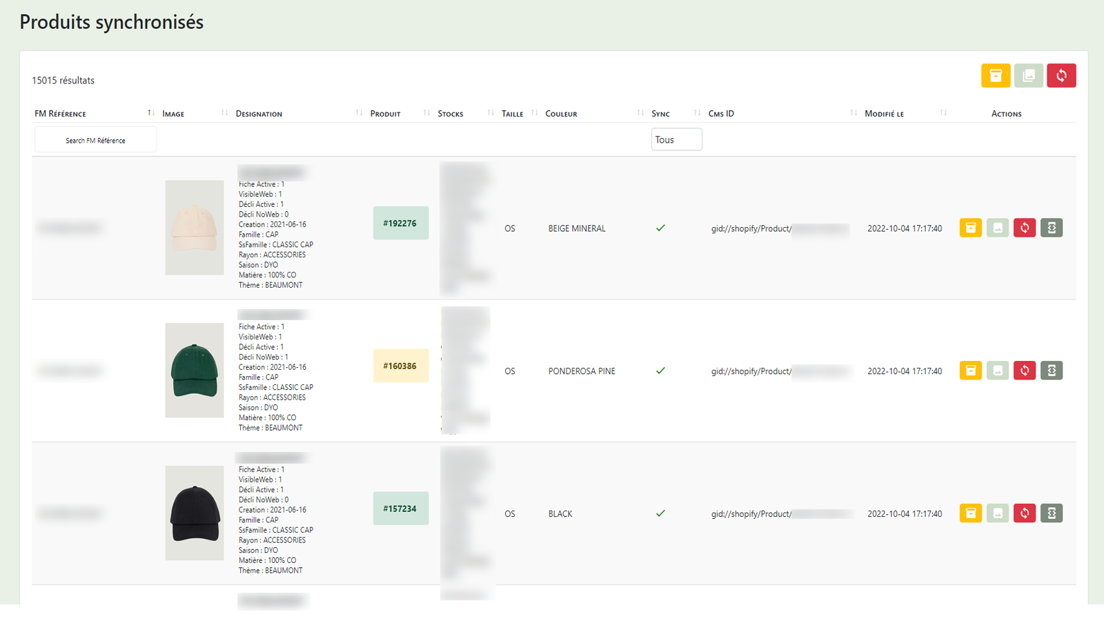 Manage Products / Images / Stocks
