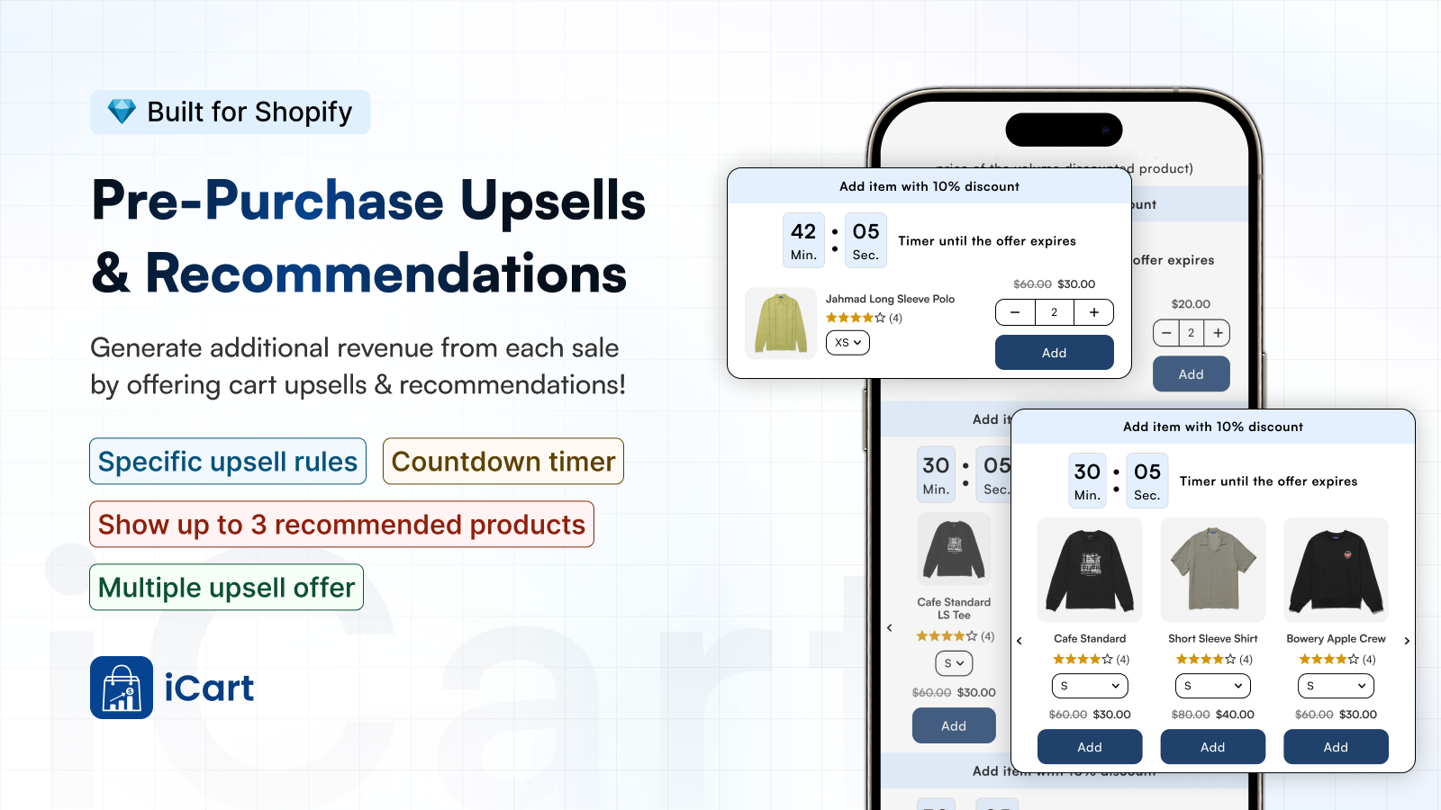 Pre-Purchase Cart Upsells & Product Recommendations