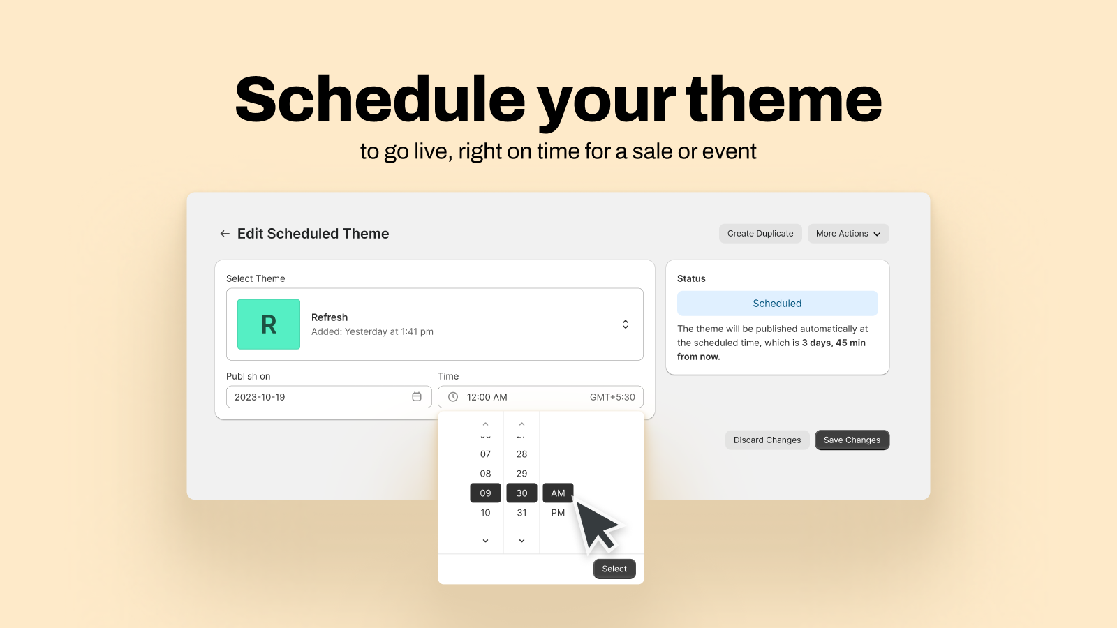 Theme Scheduler: Schedule theme and sale on time