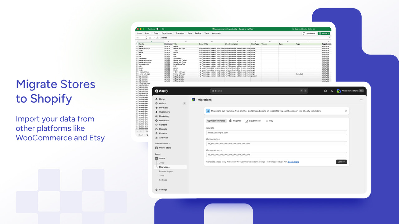 Migrate from platforms like WooCommerce and Etsy