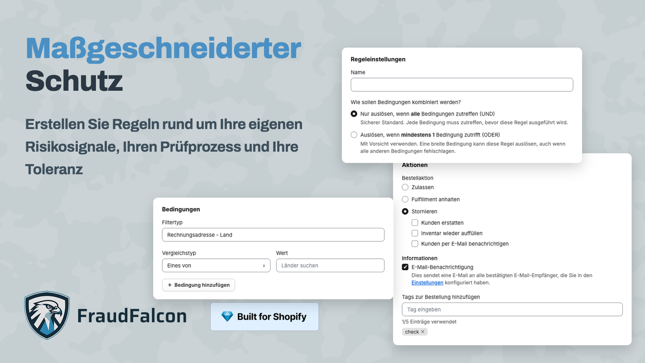 Benutzerdefinierte Regeln mit Bedingungen und Aktionen