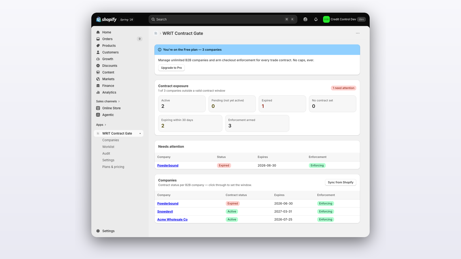 B2B checkout blocked because the company trade contract has expi