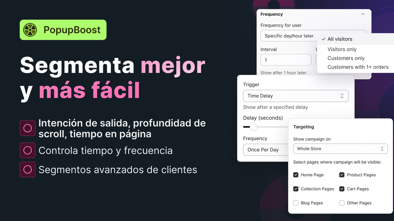 Segmentación avanzada para ruleta pop up