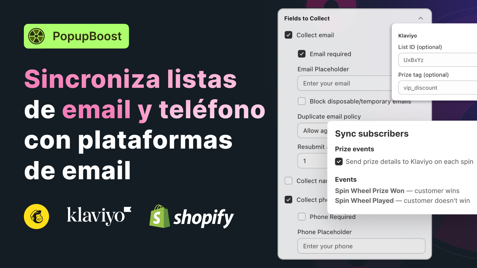 Sincroniza listas para captar emails con ruleta de premios
