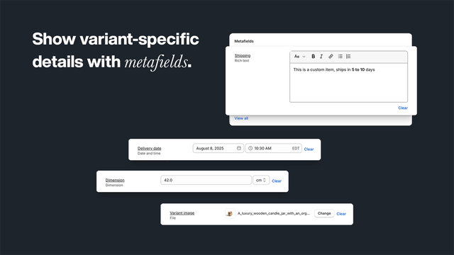 Variant-specific details added with custom metafields