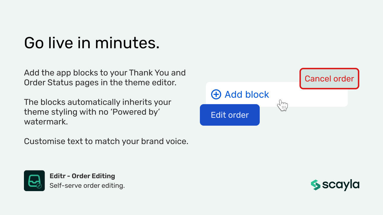 Order status page app block automatically inherits theme styling