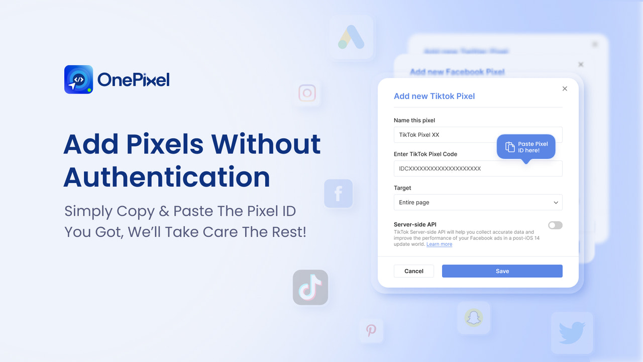 Add pixels without authentication